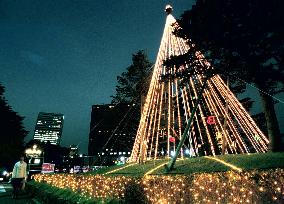 Christmas tree set up at Tokyo hotel